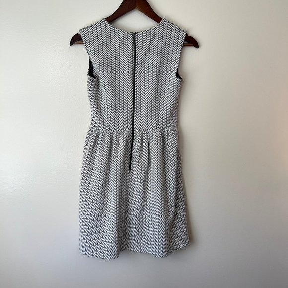 LOFT Sleeveless Fit and Flare Chevron Dress | Petite - Picture 4 of 10